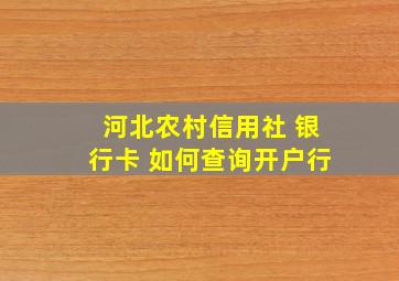 河北农村信用社 银行卡 如何查询开户行